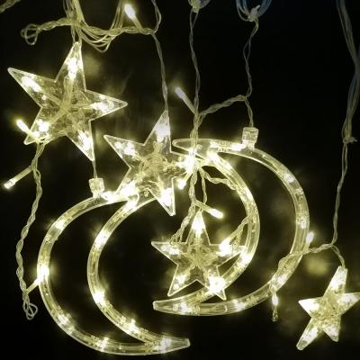 Гирлянда бахрома, 3,0м, LED, 6 полумесяцев 6 звезд, т.бел. LX-49