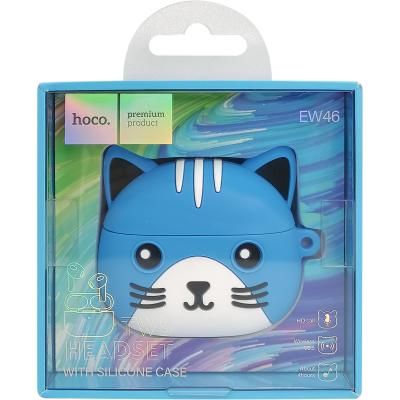 Беспроводные наушники HOCO EW46 Cat, Bluetooth, в кейсе, белый/синий (Dodge Cat)