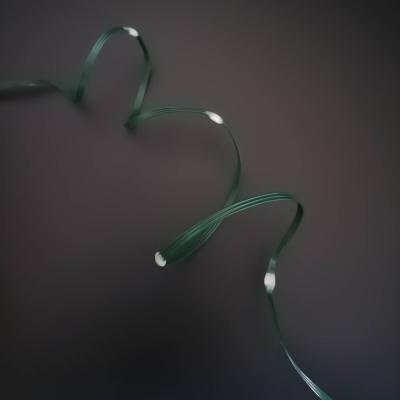 Гирлянда нитевая, уличная, 50м, 400LED, т.бел. /, капля на тройном проводе (зел), IP44, LX-129