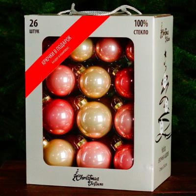 Игрушка ёлочная, уп.26шт. розовый/шампань, House of Seasons, /89578/