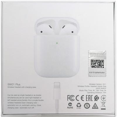 Беспроводные наушники BOROFONE BW01 TWS, bluetooth, в кейсе, белый