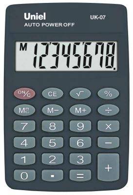 Калькулятор Uniel UK-07K 8-разр., карманный, черный