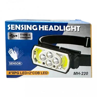 Фонарь налобный MH-220, 4*XPG LED+2*COB, встр. акб, Type-C