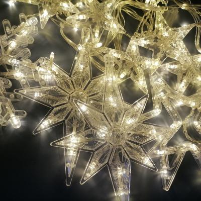 Гирлянда бахрома, 3,0м, LED, 8 звезд 2 льдинки 2 снежинки , т.бел. LX-38