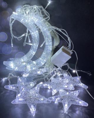 Гирлянда бахрома, 3,0м, LED, 6 полумесяцев 6 звезд, бел. LX-51