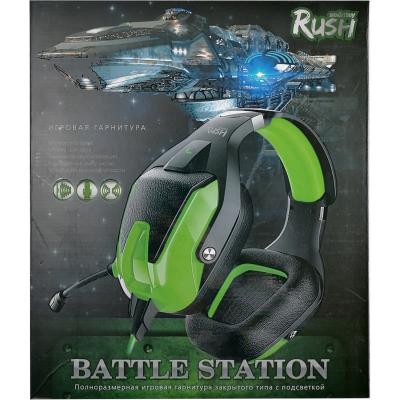 Игровая гарнитура Smartbuy RUSH BATTLE STATION, LED, микрофон, черн/зелен (SBHG-9500)**