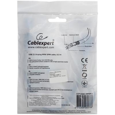Кабель USB 2.0 Pro Cablexpert CCP-USB2-AM5P-1, AM/miniBM 5P, 0.3м, экран