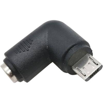 Переходник питания гн.5,5*2,1 х microUSB, угловой