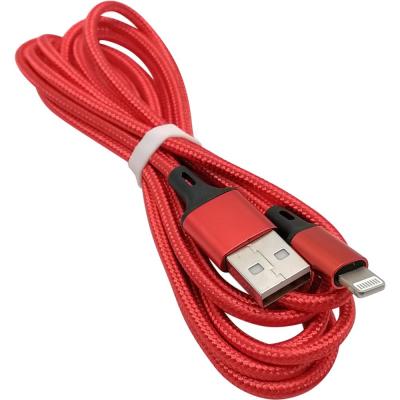 Кабель USB - Lightning 8pin, 2,0м, SmartBuy S14, 3A, нейлон, красный/черный (iK-522-S14rb)