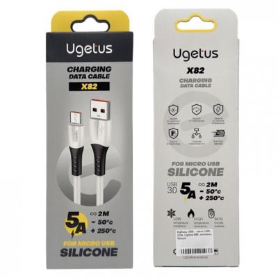 Кабель USB - micro USB, 2,0м, Ugetus X82, силикон, белый
