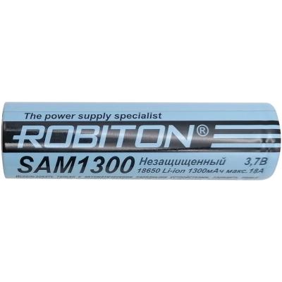 Аккумулятор 18650, 1300 mAh, без защиты SAM1300 18A (IMR 1300mAh/3.6V) /13566/ ROBITON