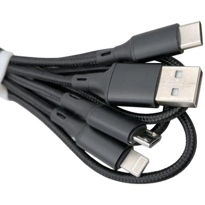Кабель 3 в 1 USB -  Lightning 8pin+micro USB+Type C, 1,0м, BOROFONE BX50, черный