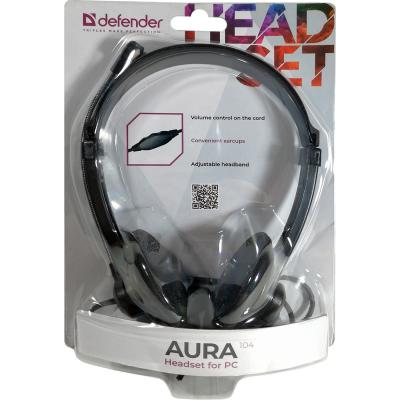 Наушники DEFENDER Aura 104 компьютерная гарнитура, черный