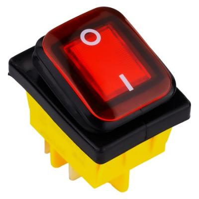 Переключатель перекидной, красный, 4 конт., ON-OFF, 250V, 16A, влагозащ. (SBE-16-S35r)
