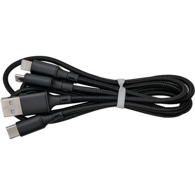 Кабель 3 в 1 USB -  Lightning 8pin+micro USB+Type C, 1,0м, BOROFONE BX50, черный