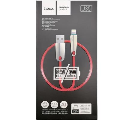 Кабель USB - Lightning 8pin, 1,2м, HOCO U35 Space shuttle, LED, красный