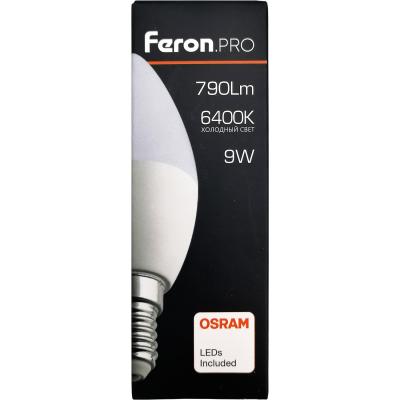 LED лампа C37/09W/6400/E14, Feron.PRO /38061/***