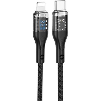 Кабель Type C - Lightning 8pin, 1,2м, HOCO U115 Transparent, 3.0A PD 20W, черный