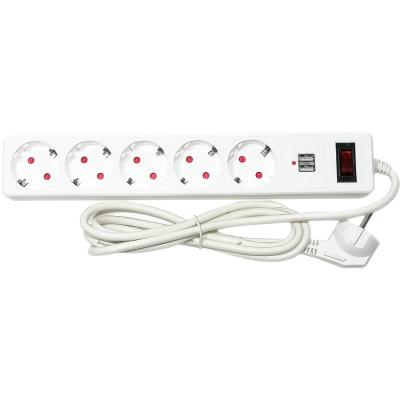 Сетевой фильтр SmartBuy One 10A, c USB, 2200Вт, 5 розеток, 1,8м, белый (SBSP-18U-W)