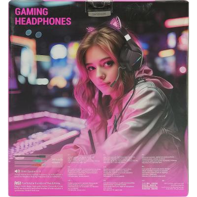 Наушники BOROFONE BO106 Cute игровая гарнитура, черный/фиолетовый (phantom cat)
