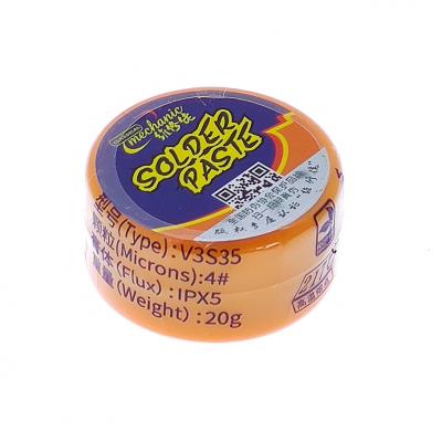 Паста паяльная Mechanic V3S35 (Sn96,5/Ag3/Cu0,5), высокотемпер.~217°C, 20г