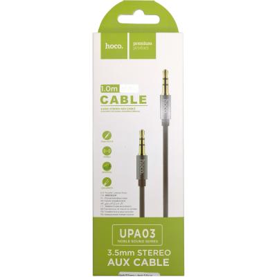 Jack 3,5mm - Jack 3,5mm 1,0м stereo HOCO UPA03 Series, т.серый