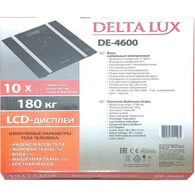 Весы напольные электронные DELTA LUX DE-4600 "SMART" черные