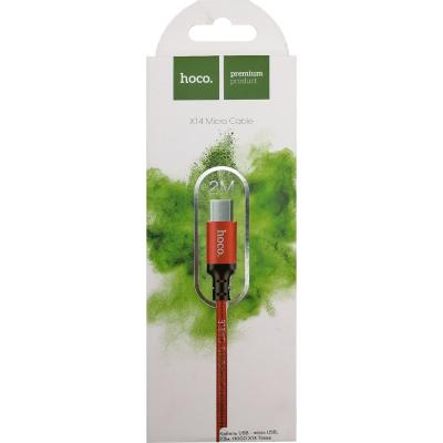 Кабель USB - micro USB, 2,0м, HOCO X14 Times speed, красный/черный