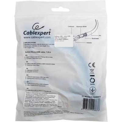 Кабель USB - micro USB, 1,8м, Pro Cablexpert CC-mUSB2C-AMBM-6, витой, черный