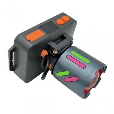 Фонарь налобный WH-2111, Laser LED, ZOOM, встр. акб, Type-C