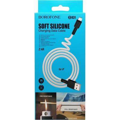 Кабель USB - Lightning 8pin, 1,0м, BOROFONE BX31 Soft silicone, силикон, белый