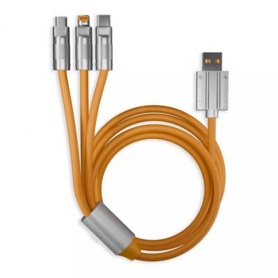 Кабель 3 в 1 USB -  Lightning 8pin+micro USB+Type C, 1,0м, SmartBuy BOLD, IK-312QBOMB2-ORANGE, оранж