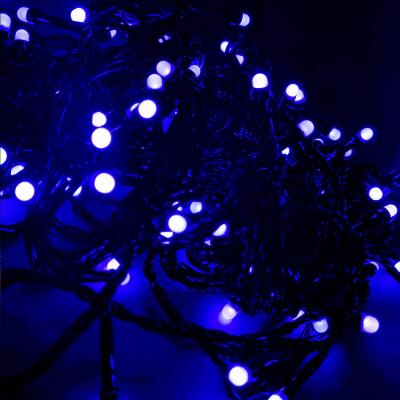 Гирлянда рисинка, 9м, 200LED, синий, черный провод 