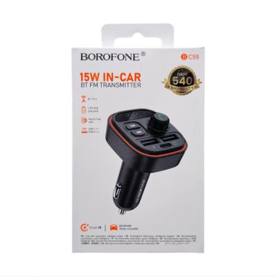 FM модулятор Borofone BC59, Bluetooth 5.4, 2USB+USB-C, черный 
