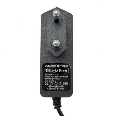 Блок питания импульсный  9,0V,  0,6A, вилка на блоке, обр. полярность, LP133