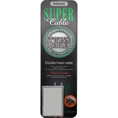 Кабель 2 в 1 USB - Lightning 8pin+micro USB, 1,0м, Remax Twins Cable RC-025t, красный