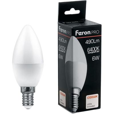 LED лампа C37/06W/6400/E14, Feron.PRO /38046/***