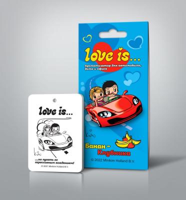 Ароматизатор картонный LOVE IS... (БАНАН-КЛУБНИКА)