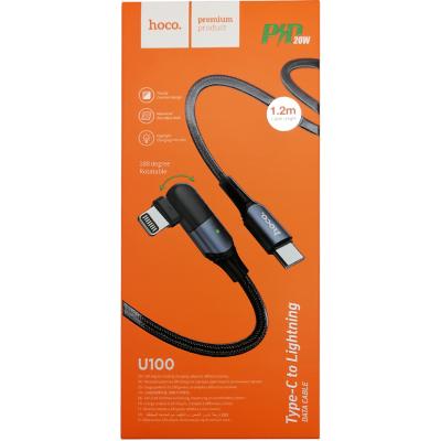 Кабель Type C - Lightning 8pin, 1,2м, HOCO U100 3.0А 20W PD, черный