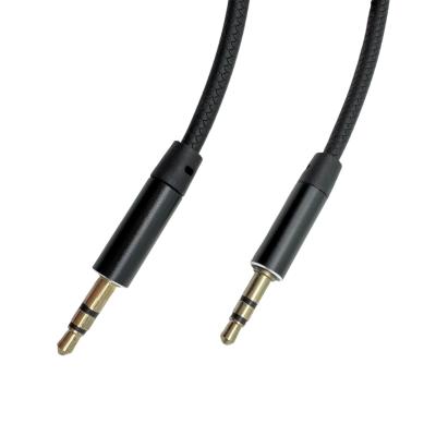 Jack 3,5mm - Jack 3,5mm 1,0м stereo R1, кожаный, черный
