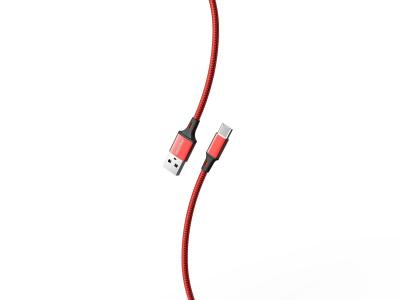 Кабель USB - Type C, 2,0м, SmartBuy S14, 3A, нейлон, красный/черный (iK-3122-S14rb)