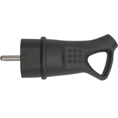 Вилка угловая с кольцом с/з каучуковая 16А 230B 2P+PE (SBE-16-P08-R)