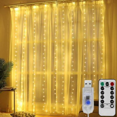 Гирлянда штора, 3,0м/3,0м, 300LED, т.бел. с контроллером, IP65, пульт, USB 5В/1-2А, LDG08