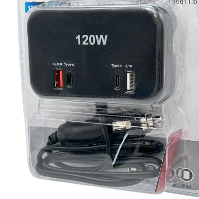 Разветвитель прикуривателя, 3 гнезда+2xUSB+2xUSB-C, OLESSON 1656