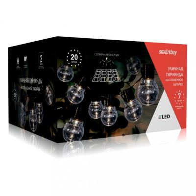 Гирлянда белт-лайт, уличная, 6,6м, 20LED, солнечная панель (SBF-204)