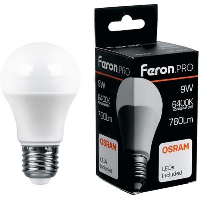 LED лампа A60/09W/6400/E27, Feron.PRO /38028/***