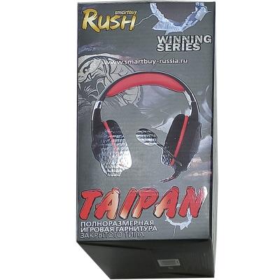 Полноразмерная игровая гарнитура SmartBuy RASH TAIPAN, вирт.звук 7.1, велюр, черн/красн (SBHG-3200)