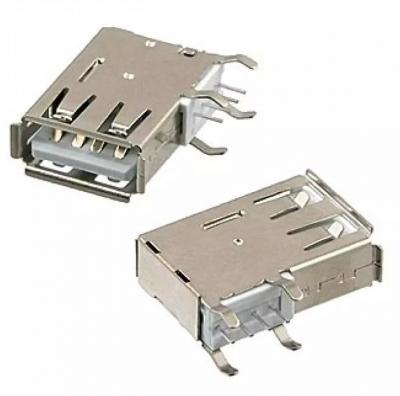 Гнездо USB-A на плату, выводы сбоку плоскости USB-A-111 (SZC)
