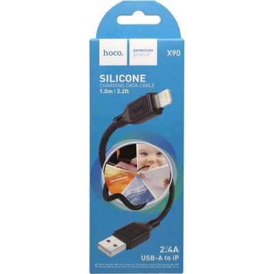 Кабель USB - Lightning 8pin, 1,0м, HOCO X90 Cool, силикон, черный