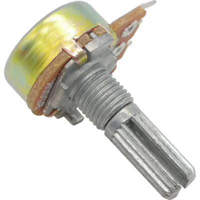 Резистор переменный 3pin, 500K, (d-17 мм, резьба М7, Вал d-6 мм)